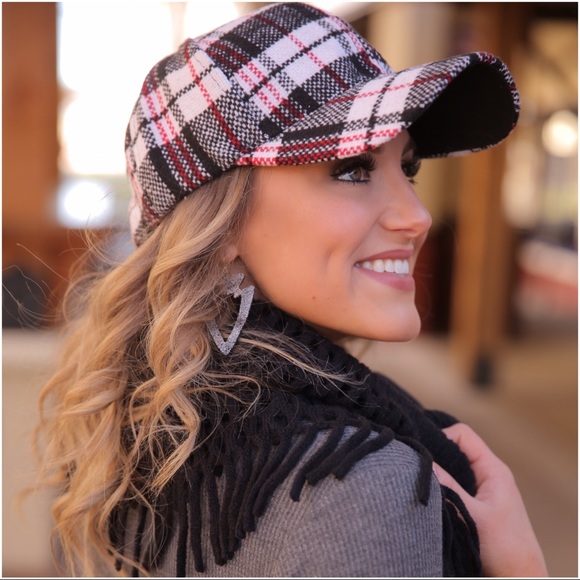 Infinity Raine Accessories - Plaid Sweater Knit Ballcap